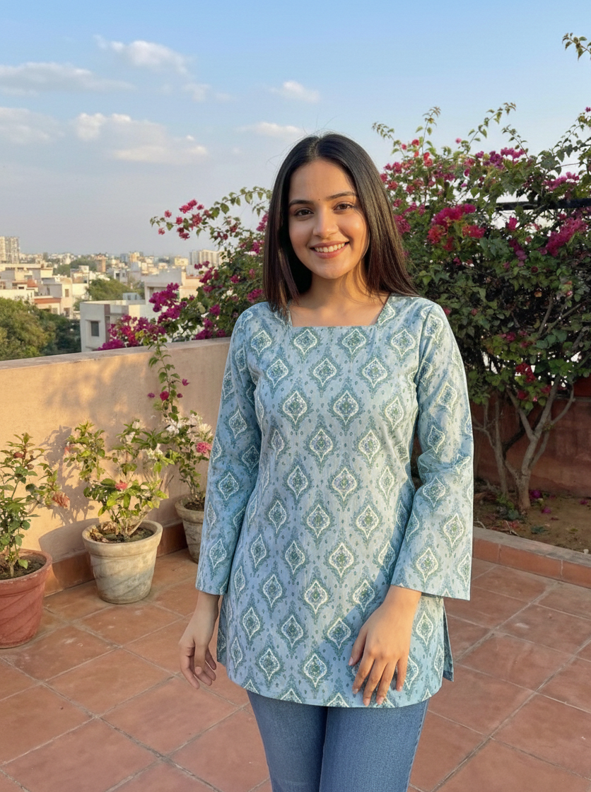 Bell Sleeves Pure Cotton Kurti - BSK1