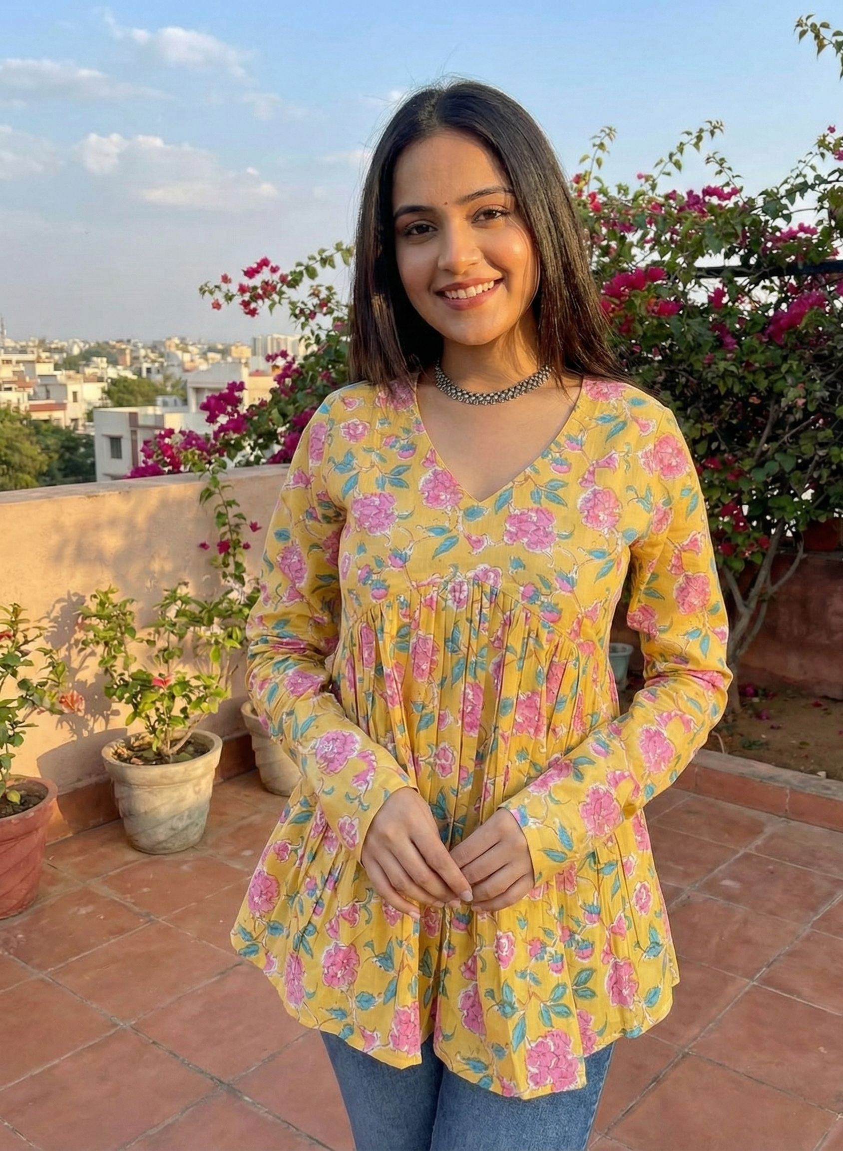 Mustard Peplum Short Kurti - PSK1