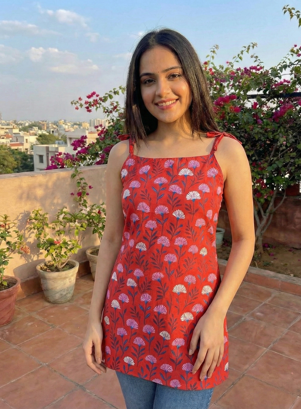 Ribbon Sleeves Kurti - RSK1