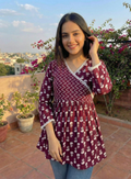 Saanvi Maroon Angrakha Kurti - WK1