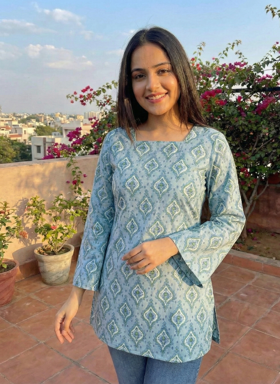 Bell Sleeves Pure Cotton Kurti - BSK1