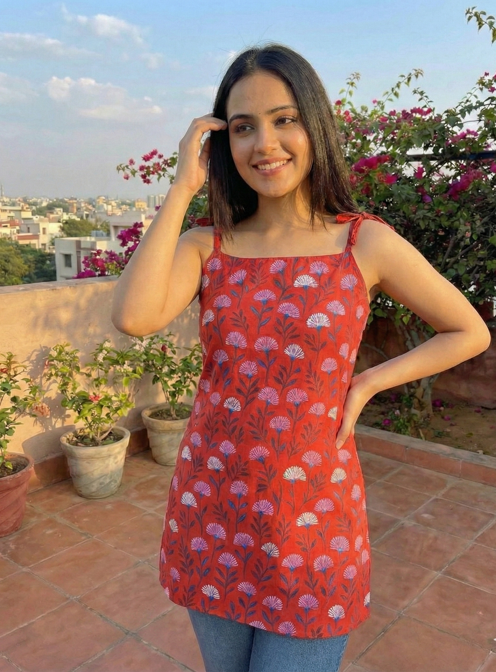 Ribbon Sleeves Kurti - RSK1