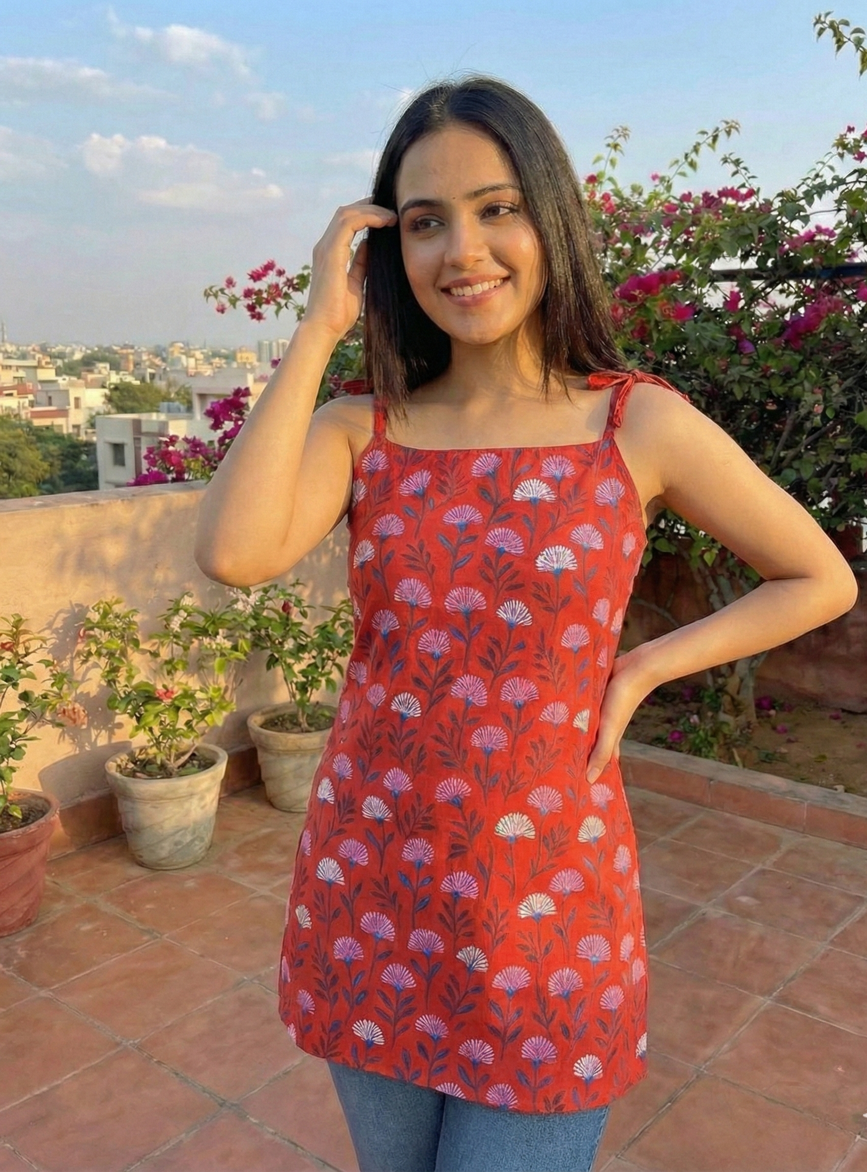 Ribbon Sleeves Kurti - RSK1